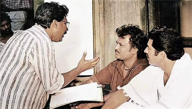 Mani Ratnam and Rajinikanth during the shoot of Thalapathy