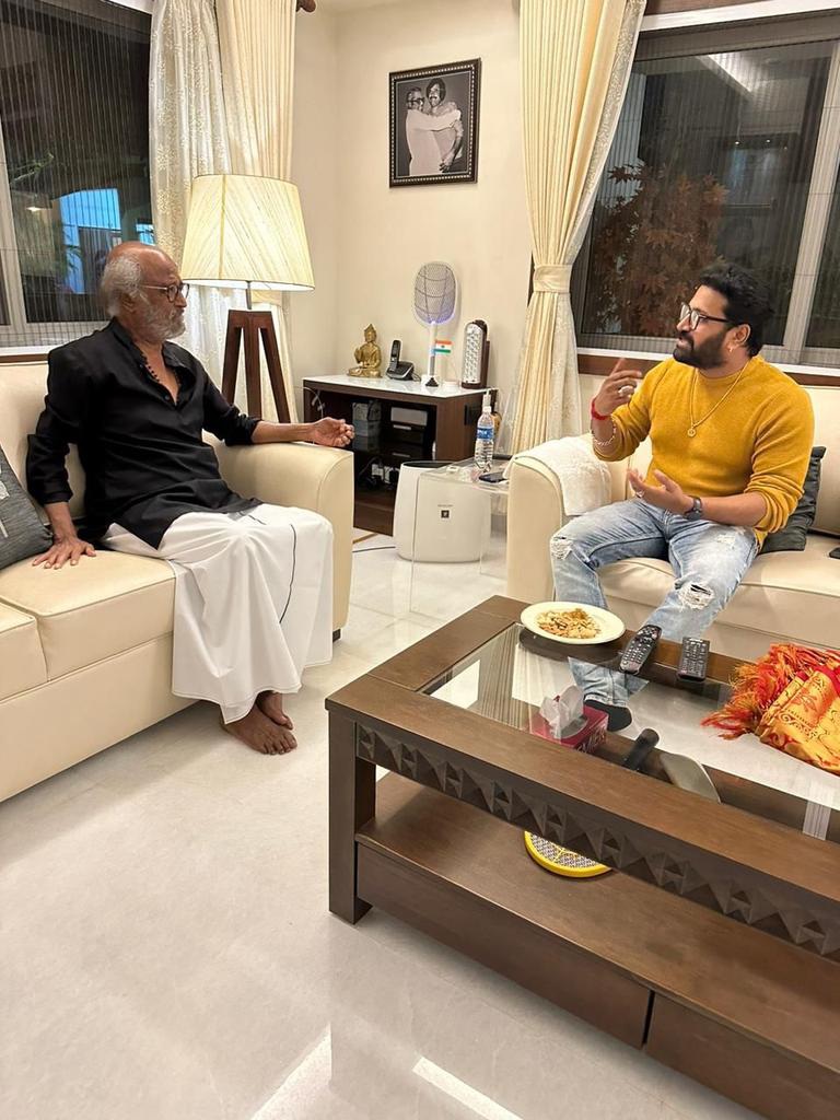 Rishab Shetty meets with superstar Rajinikanth.
