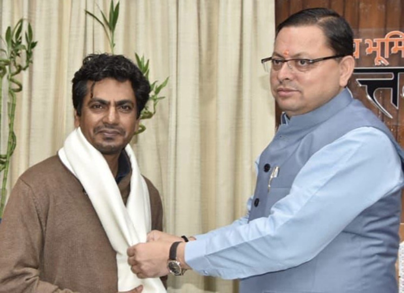 Nawazuddin Siddiqui with Uttarakhand Chief Minister Pushkar Singh Dhami