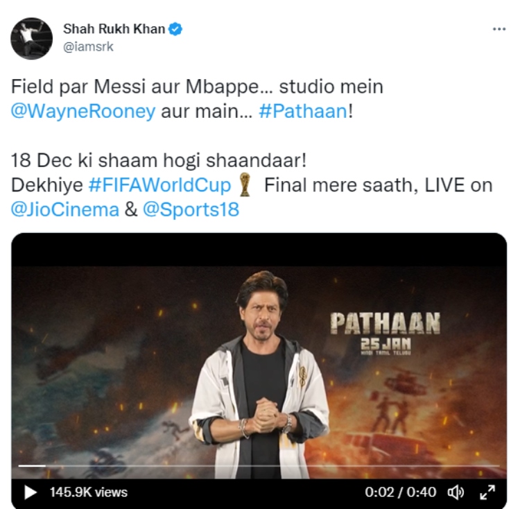 Screenshot of SRK's tweet